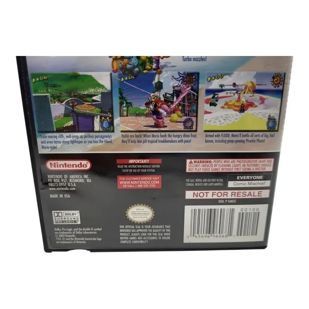 Super Mario Sunshine Nintendo GameCube Not For Resale 2002 Tested Working